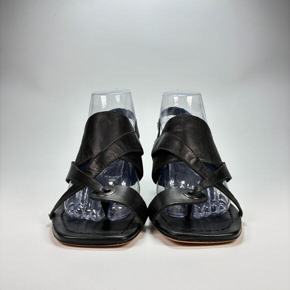 Bernardo Black Leather Adjustable Ankle Strap Block Heel Sandal Womens Size 9.5M - Picture 2 of 10